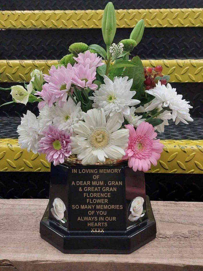 Personalised Black Hexagon Grave Pot MK Grave Vases