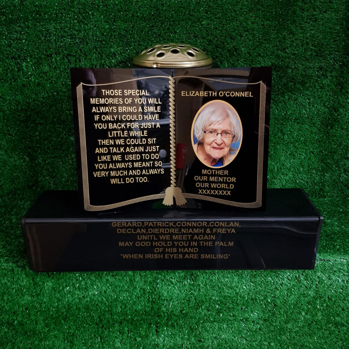 Large Grave Marker Text & Photo MK Grave Vases