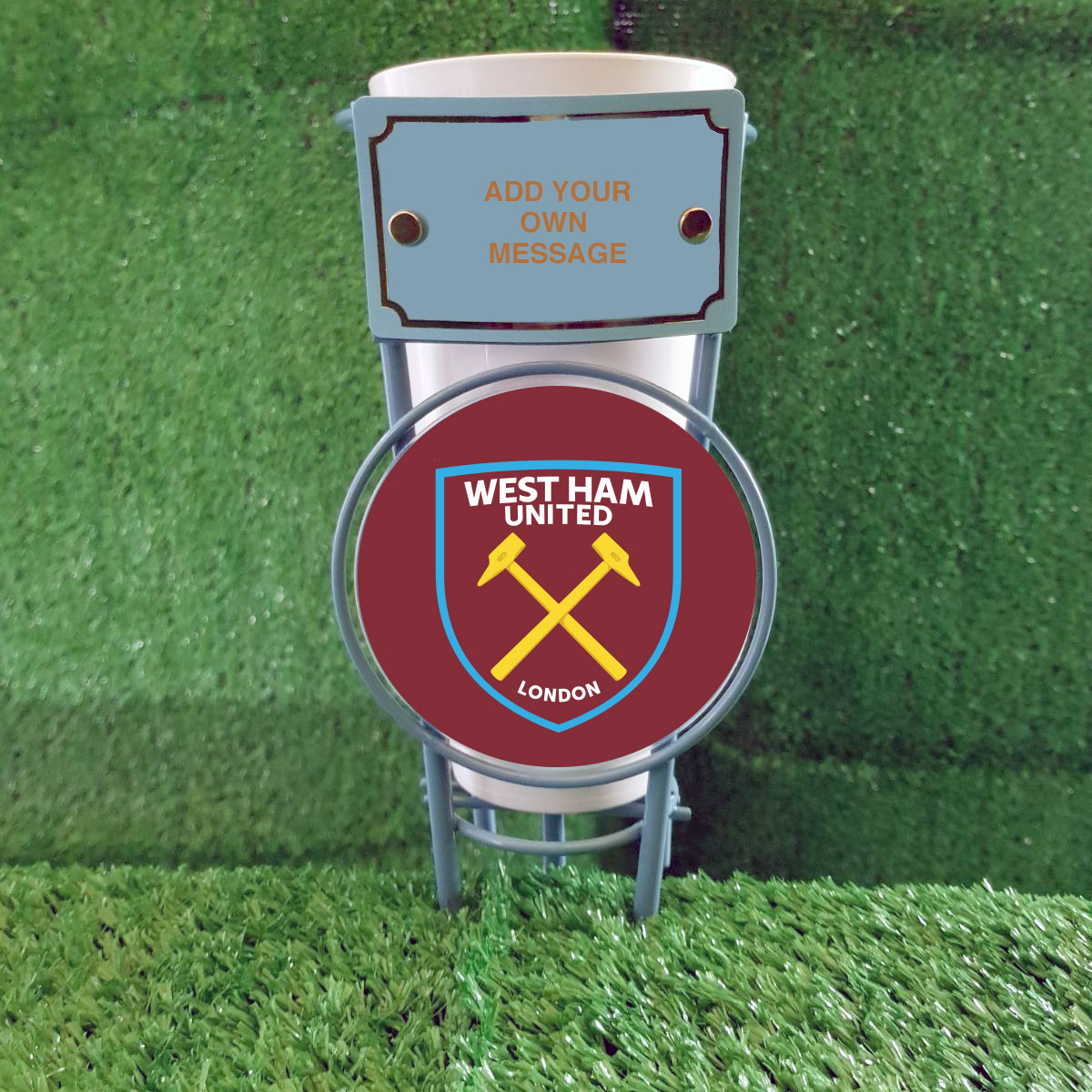 West Ham Personalised Metal Grave Spike & Vase MK Grave Vases