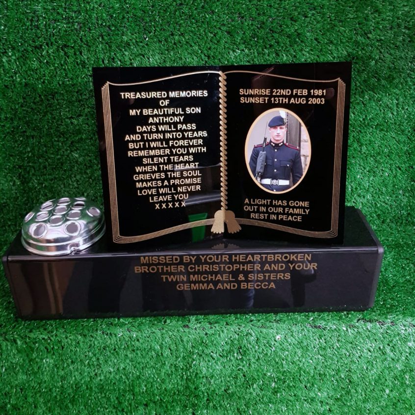 Small Grave Marker MK Grave Vases