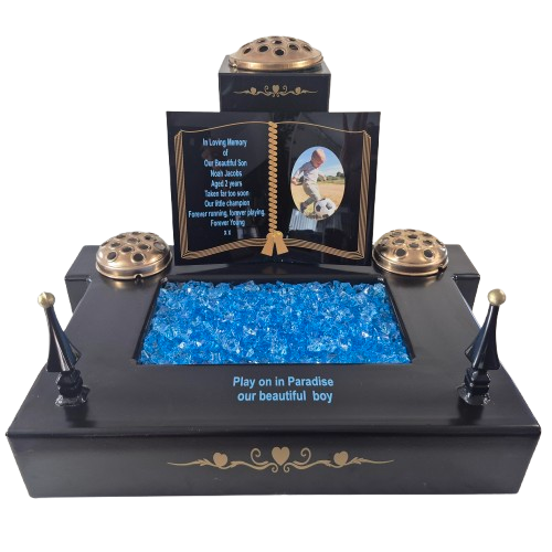 Outdoor Memorial Tribute Plinth Acrylic Book Aluminium Pots Vinyl Lettering